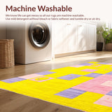 Ultra Soft Area Rug, Non Slip, Stain Resistant, Washable Area Rugs for Living Room, Bedroom, Lively Multicolor Happy Faces(Yellow)