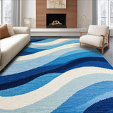Ultra Soft Area Rug, Non Slip, Stain Resistant, Washable Area Rugs for Living Room, Bedroom, Serene Coastal Fluid Motif(Blue)