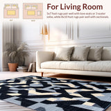 Ultra Soft Area Rug, Non Slip, Stain Resistant, Washable Area Rugs for Living Room, Bedroom, Neutral Abstract Grey Dining Room Non-Slip Area Carpet(Black)
