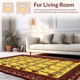 Ultra Soft Area Rug, Non Slip, Stain Resistant, Washable Area Rugs for Living Room, Bedroom, Dynamic Cozy Geometric Music Design(Yellow)