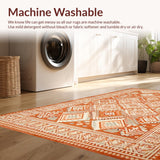 Ultra Soft Area Rug, Non Slip, Stain Resistant, Washable Area Rugs for Living Room, Bedroom, Vivid Herringbone Orange Aesthetic(Orange)