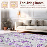 Ultra Soft Area Rug, Non Slip, Stain Resistant, Washable Area Rugs for Living Room, Bedroom, Artful Light Grey Botanical Print(Gray)