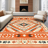 Ultra Soft Area Rug, Non Slip, Stain Resistant, Washable Area Rugs for Living Room, Bedroom, Trendy Earthy Geometric Aesthetics(Orange)