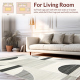 Ultra Soft Area Rug, Non Slip, Stain Resistant, Washable Area Rugs for Living Room, Bedroom, Sleek Geometric Arch Pattern(Gray)