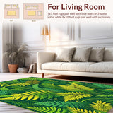 Ultra Soft Area Rug, Non Slip, Stain Resistant, Washable Area Rugs for Living Room, Bedroom, Bright Cheerful Organic Patterns(Green)