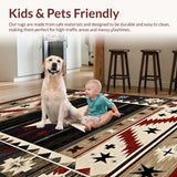 Ultra Soft Area Rug, Non Slip, Stain Resistant, Washable Area Rugs for Living Room, Bedroom, Rustic Americana Star Themed(Red)