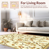 Ultra Soft Area Rug, Non Slip, Stain Resistant, Washable Area Rugs for Living Room, Bedroom, Floral Trellis Accent Beige Entryway Indoor Decor(Ivory)