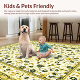 Ultra Soft Area Rug, Non Slip, Stain Resistant, Washable Area Rugs for Living Room, Bedroom, Mid-Century Earthy Toned Style(White)
