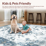 Ultra Soft Area Rug, Non Slip, Stain Resistant, Washable Area Rugs for Living Room, Bedroom, Rustic Long-Lasting Medallion Design(White)