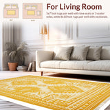 Ultra Soft Area Rug, Non Slip, Stain Resistant, Washable Area Rugs for Living Room, Bedroom, Southwest Inspired Geometric Harmony(Yellow)