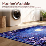 Ultra Soft Area Rug, Non Slip, Stain Resistant, Washable Area Rugs for Living Room, Bedroom, Mystic Meadow Area Celestial Floral Wonders(Blue)