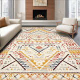 Ultra Soft Area Rug, Non Slip, Stain Resistant, Washable Area Rugs for Living Room, Bedroom, Vibrant Eclectic Geometric Style(White)