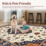 Ultra Soft Area Rug, Non Slip, Stain Resistant, Washable Area Rugs for Living Room, Bedroom, Chic Vintage Tiled Design(White)