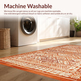 Ultra Soft Area Rug, Non Slip, Stain Resistant, Washable Area Rugs for Living Room, Bedroom, Rustic Geometric Burnt Orange Motif(Orange)