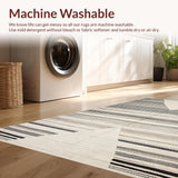 Ultra Soft Area Rug, Non Slip, Stain Resistant, Washable Area Rugs for Living Room, Bedroom, Rustic Striped Earth Tone Elegance(Beige)
