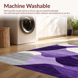 Ultra Soft Area Rug, Non Slip, Stain Resistant, Washable Area Rugs for Living Room, Bedroom, Contemporary Chic Geometric Fusion(Purple)