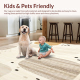 Ultra Soft Area Rug, Non Slip, Stain Resistant, Washable Area Rugs for Living Room, Bedroom, Abstract Antelope Print Beige Area Modern Animal Design(Beige)