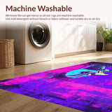 Ultra Soft Area Rug, Non Slip, Stain Resistant, Washable Area Rugs for Living Room, Bedroom, Stylish Abstract Expressionist Rug(Purple)