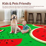 Ultra Soft Area Rug, Non Slip, Stain Resistant, Washable Area Rugs for Living Room, Bedroom, Playful Tropical Fruit Motif(Red)