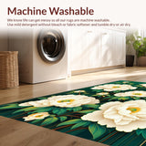 Ultra Soft Area Rug, Non Slip, Stain Resistant, Washable Area Rugs for Living Room, Bedroom, Fresh Blossom Inspired Motif(White)