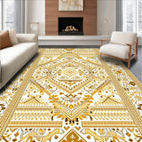 Ultra Soft Area Rug, Non Slip, Stain Resistant, Washable Area Rugs for Living Room, Bedroom, Artful Whimsical Knitted Touch(Gold)