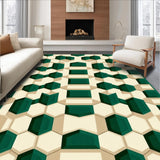 Luxe Geometric Green and Beige Area with Contemporary Flair(Beige)