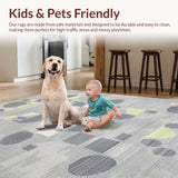 Ultra Soft Area Rug, Non Slip, Stain Resistant, Washable Area Rugs for Living Room, Bedroom, Stylish Minimalist Geometric Shapes(Gray)