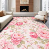 Ultra Soft Area Rug, Non Slip, Stain Resistant, Washable Area Rugs for Living Room, Bedroom, Whimsical Light Pink Floral Fantasy(Pink)
