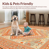 Ultra Soft Area Rug, Non Slip, Stain Resistant, Washable Area Rugs for Living Room, Bedroom, Chic Monochrome Diamond Pattern(Orange)