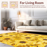 Ultra Soft Area Rug, Non Slip, Stain Resistant, Washable Area Rugs for Living Room, Bedroom, Nature-Inspired Playful Floral Motif(Yellow)