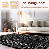 Ultra Soft Area Rug, Non Slip, Stain Resistant, Washable Area Rugs for Living Room, Bedroom, Unique Fluffy Black Animal Impression(Black)