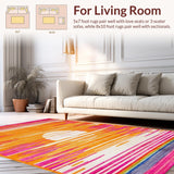 Ultra Soft Area Rug, Non Slip, Stain Resistant, Washable Area Rugs for Living Room, Bedroom, Cheerful Kaleidoscopic Circle Arrangement(Orange)