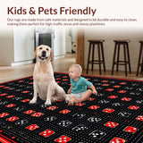 Ultra Soft Area Rug, Non Slip, Stain Resistant, Washable Area Rugs for Living Room, Bedroom, Retro Geometric Dice Motif(Black)