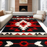 Ultra Soft Area Rug, Non Slip, Stain Resistant, Washable Area Rugs for Living Room, Bedroom, Elegant Southwest Inspired Aesthetic(Black)