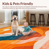 Ultra Soft Area Rug, Non Slip, Stain Resistant, Washable Area Rugs for Living Room, Bedroom, Eclectic Round Patterned Delight(Orange)