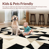 Ultra Soft Area Rug, Non Slip, Stain Resistant, Washable Area Rugs for Living Room, Bedroom, Bold Geometric Triangles in Monochrome Contrast(Beige)