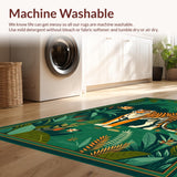 Ultra Soft Area Rug, Non Slip, Stain Resistant, Washable Area Rugs for Living Room, Bedroom, Vintage Jungle Ethnic Aesthetic(Green)