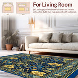 Ultra Soft Area Rug, Non Slip, Stain Resistant, Washable Area Rugs for Living Room, Bedroom, Sophisticated Solid Beige Ideal for(Blue)