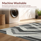 Ultra Soft Area Rug, Non Slip, Stain Resistant, Washable Area Rugs for Living Room, Bedroom, Dynamic Striped Contemporary Flair(Black)