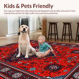 Ultra Soft Area Rug, Non Slip, Stain Resistant, Washable Area Rugs for Living Room, Bedroom, Red Vintage Boho Entryway Non-Slip Carpet(Red)