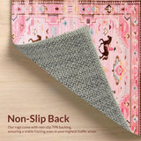 Ultra Soft Area Rug, Non Slip, Stain Resistant, Washable Area Rugs for Living Room, Bedroom, Playful Pink Animal Motif(Pink)