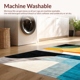Ultra Soft Area Rug, Non Slip, Stain Resistant, Washable Area Rugs for Living Room, Bedroom, Contemporary Linear Layered Aesthetics(Yellow)