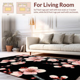 Ultra Soft Area Rug, Non Slip, Stain Resistant, Washable Area Rugs for Living Room, Bedroom, Chic Japanese-Inspired Nature Motif(Pink)