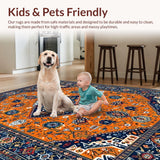 Ultra Soft Area Rug, Non Slip, Stain Resistant, Washable Area Rugs for Living Room, Bedroom, Chic Abstract Patterned Elegance(Orange)