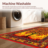 Ultra Soft Area Rug, Non Slip, Stain Resistant, Washable Area Rugs for Living Room, Bedroom, Dynamic Abstract Floral Elements(Red)