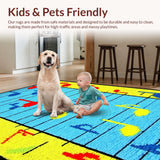 Ultra Soft Area Rug, Non Slip, Stain Resistant, Washable Area Rugs for Living Room, Bedroom, Colorful Child-Friendly Note Design(Blue)
