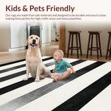 Ultra Soft Area Rug, Non Slip, Stain Resistant, Washable Area Rugs for Living Room, Bedroom, Modern Bistro Inspired Ground Cover With Alternating Band Pattern(Black)
