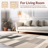Ultra Soft Area Rug, Non Slip, Stain Resistant, Washable Area Rugs for Living Room, Bedroom, Sleek Contemporary Multi-Hued Pattern(Beige)