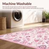 Ultra Soft Area Rug, Non Slip, Stain Resistant, Washable Area Rugs for Living Room, Bedroom, Vibrant Rounded Fuzzy Decor Essence(Pink)