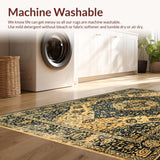 Ultra Soft Area Rug, Non Slip, Stain Resistant, Washable Area Rugs for Living Room, Bedroom, Luxurious Faded Medallion Style(Gold)